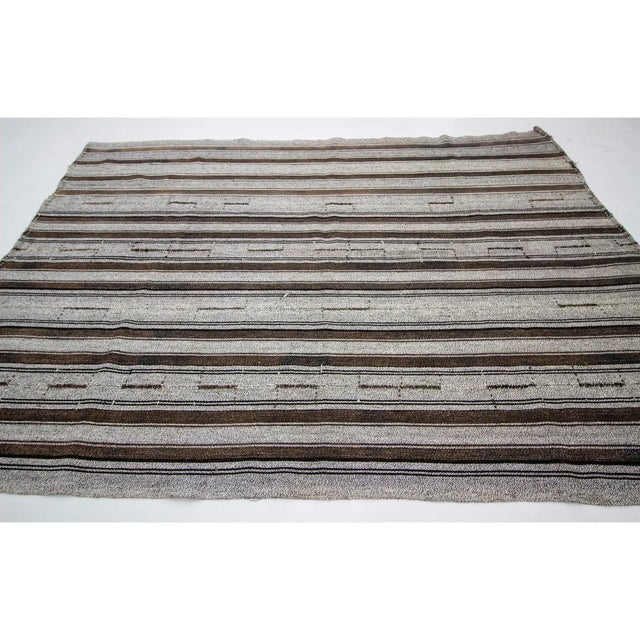 Contemporary 1960s Vintage Gray Striped Kilim Rug- 7′3″ × 9′8″ For Sale - Image 3 of 7