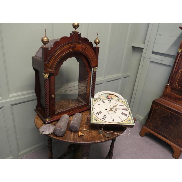 Wood Tall Mahogany Long Case Clock by D. Williams of Crickhowell, 1800s For Sale - Image 7 of 8