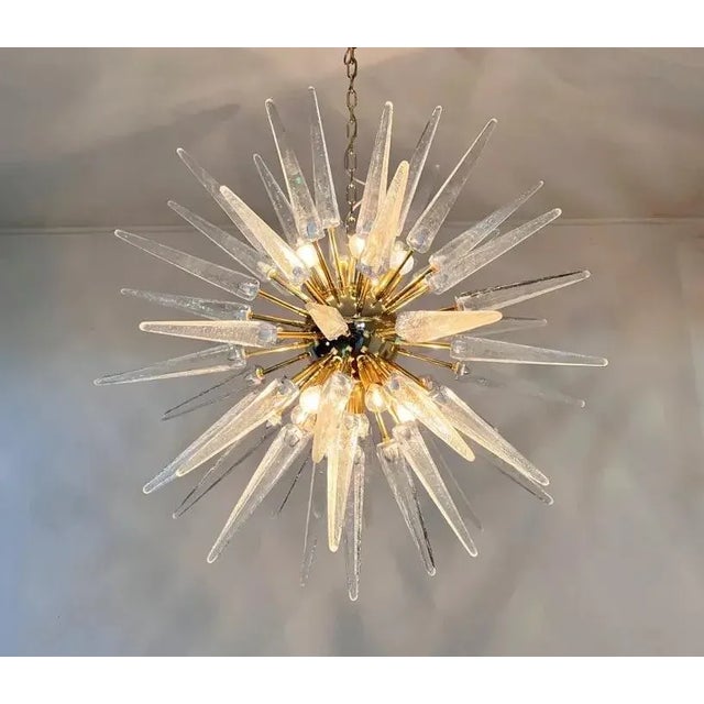 Italian 51-Tip Murano Glass Sputnik Chandelier, Clear Transparent For Sale - Image 12 of 12