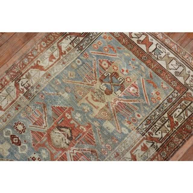 Brown Antique Zabihi Collection Persian Bidjar Runner - 3'7" x 10' For Sale - Image 8 of 9