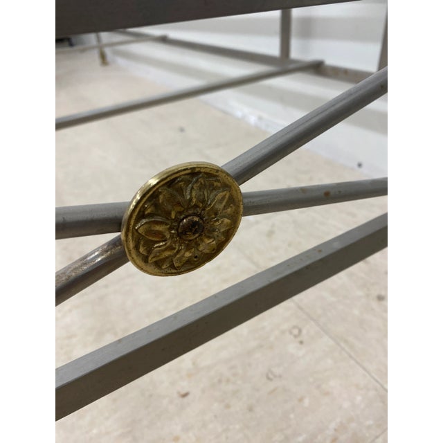 Vintage French Daybed Steel and Brass in the Manner of Maison Jansen For Sale In Chicago - Image 6 of 11
