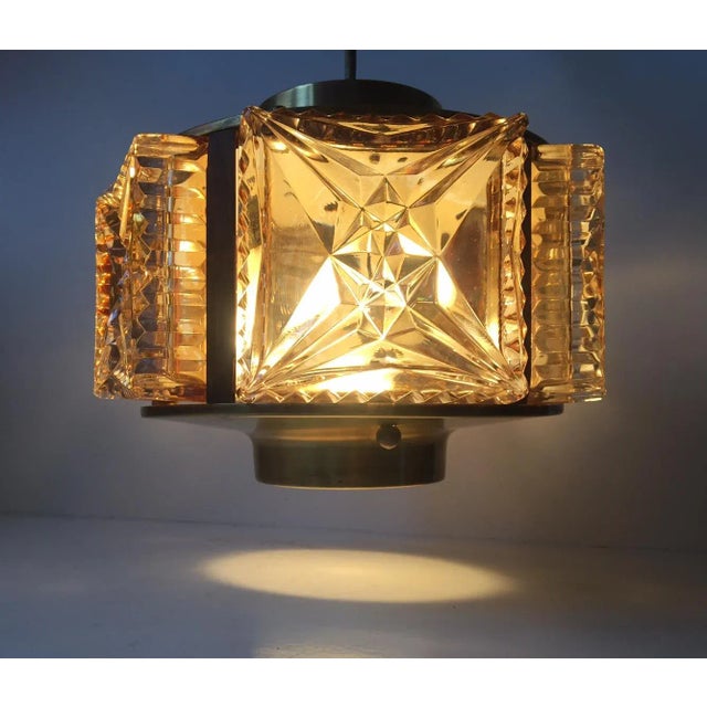 Mid-Century Modern Mid-Century Danish Glass, Rosewood, and Brass Pendant Lamp from Vitrika, 1960s For Sale - Image 3 of 10