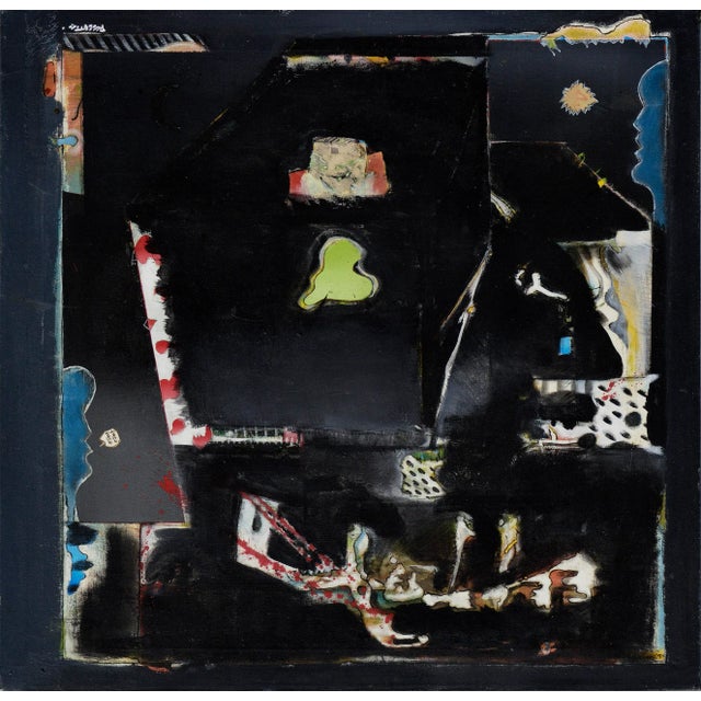Colorful and dynamic abstract composition by Ross H. Pollette, who also paints under the pseudonyms 'Max West' (American,...