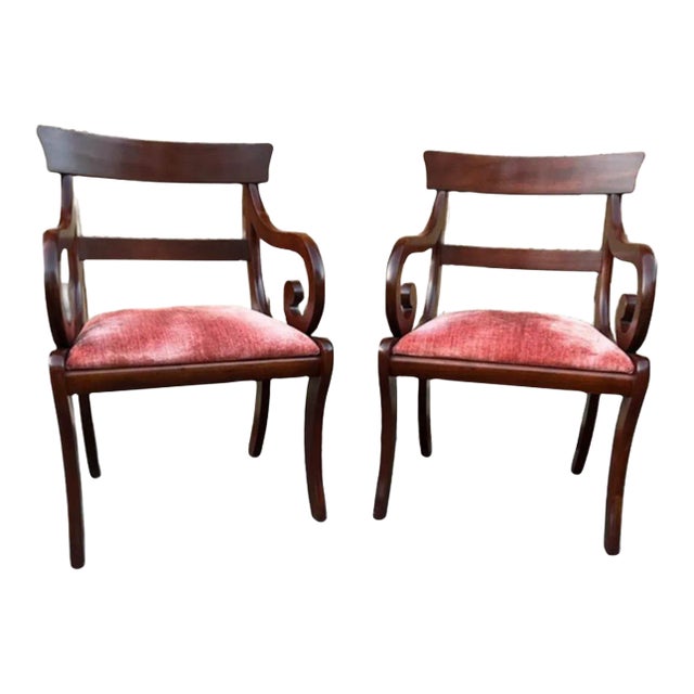 Pair of Recency Style Mahogany Armchairs 1920s For Sale