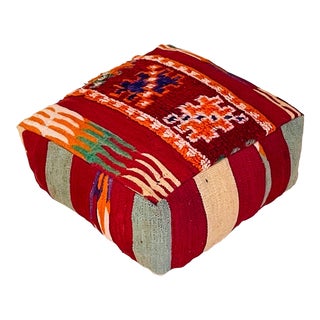 Moroccan Square Floor Cushion / Pouf Cover from a Vintage Rug For Sale