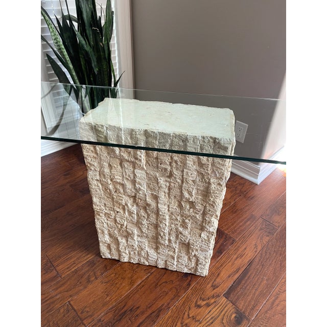 Beige 1980s Maitland Smith Style Tessellated Mactan Stone Console Table For Sale - Image 8 of 12