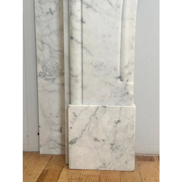 White Antique Neoclassical White Marble Fireplace Mantel For Sale - Image 8 of 9