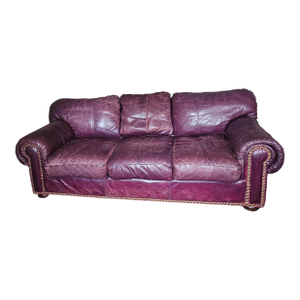 Late 20th Century Robinson & Robinson Classic Worn Top Grain Leather Three Seat Sofa