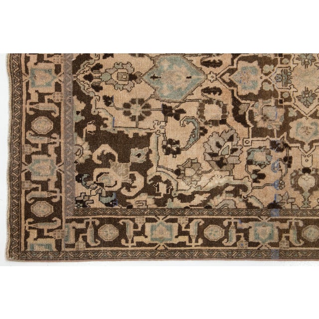 Vintage Persian Scatter Wool Rug in Brown With Medallion Motif For Sale - Image 4 of 8