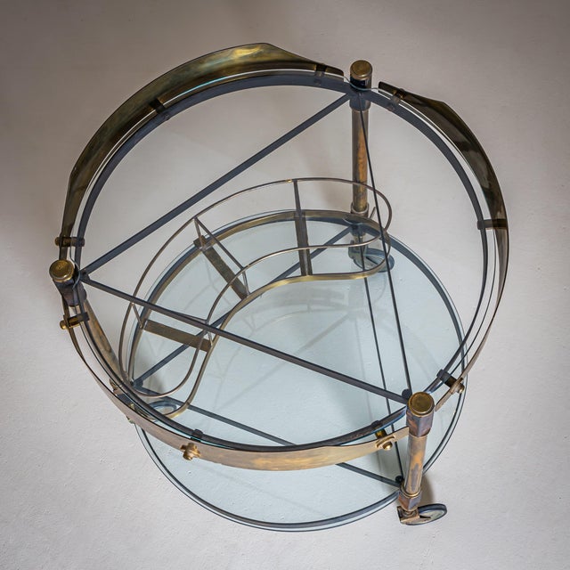 Brass and Glass Bar Cart, Italy, Mid-20th Century For Sale - Image 16 of 18