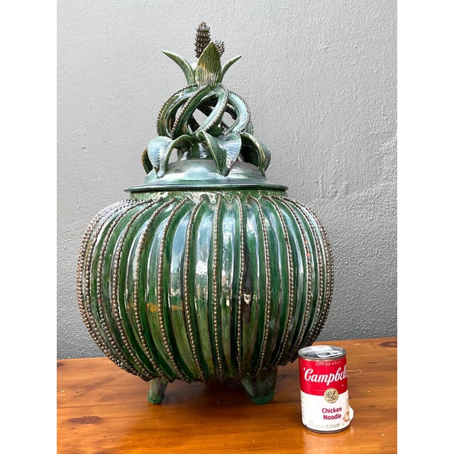 Vintage Hilario Alejo Madrigal Glazed Terracotta Pineapple Jar For Sale - Image 10 of 12