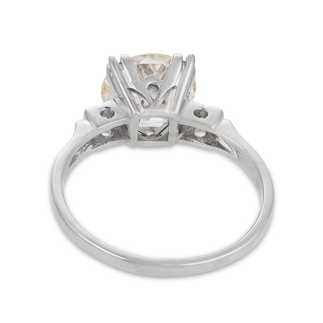1950s Mid Century Gia 2.07 Carat Old European Cut Diamond Platinum Engagement Ring, Size 6.75 For Sale In Los Angeles - Image 6 of 8