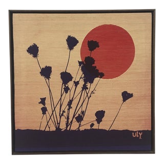 Vintage Wildflower Framed Fabric Screen Print For Sale