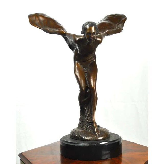 Bronze Spirit of Ecstasy Statue by Charles Sykes, 1920s For Sale - Image 3 of 5