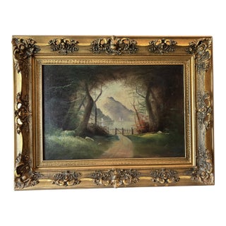 Antique Lanscape Oil Painting, Andrew P. Hill, 1889 For Sale