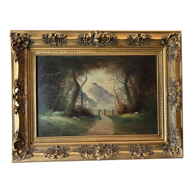 Antique Lanscape Oil Painting, Andrew P. Hill, 1889 For Sale