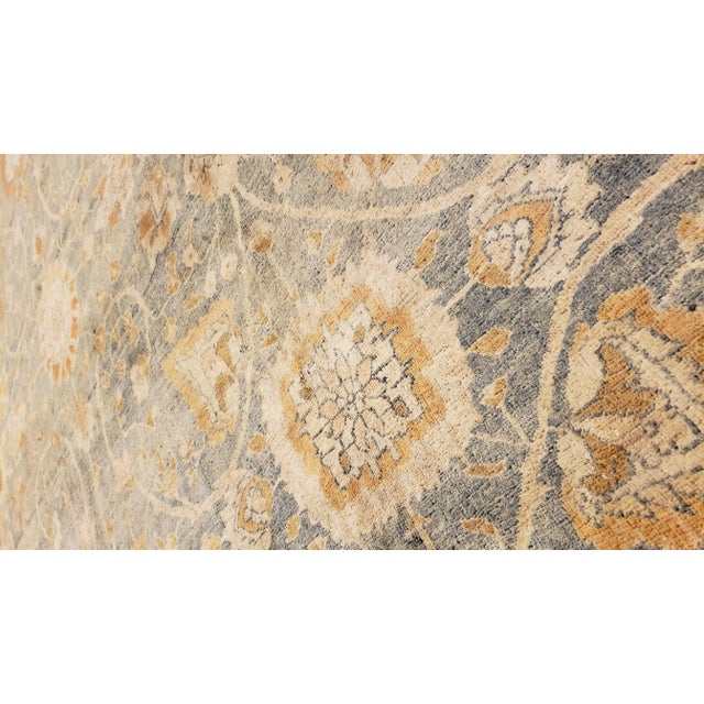 Antique Tabriz Carpet, Handmade Carpet, Light Blue, Soft Saffron and Ivory For Sale - Image 11 of 13