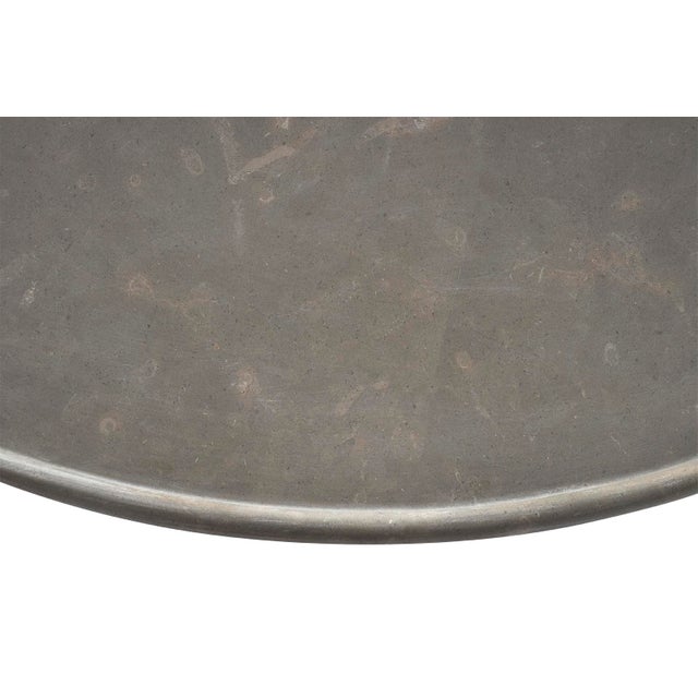 Early 21st Century Dish Edge Stone and Steel Coffee Table For Sale - Image 5 of 7