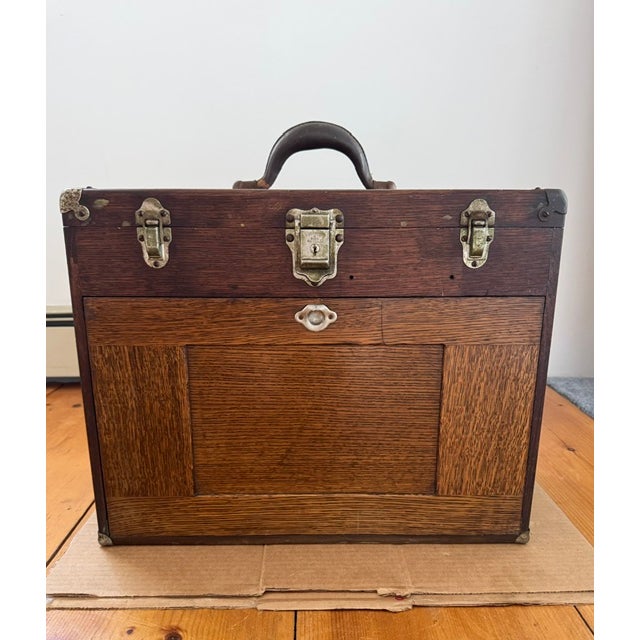American Vintage Oak Tool Box by H. Gerstner & Sons For Sale - Image 3 of 13
