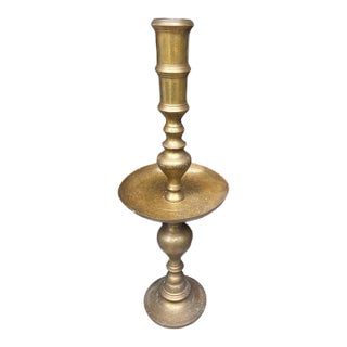 1970s Large Brass Detailed Candleholder For Sale