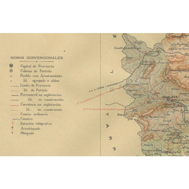 1900 - 1909 Cartographic Portrait of Barcelona, 1901 For Sale - Image 5 of 7