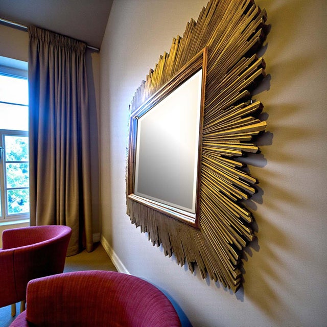 Gold 1980s Monumental Maitland-Smith Art Deco–Inspired Gilt Sunburst Mirror 88" X 69" For Sale - Image 8 of 16