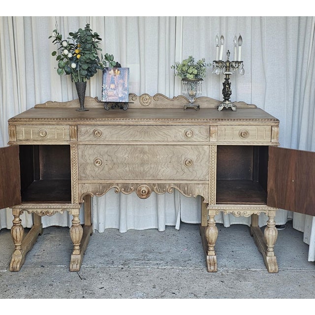 1930s Farm House, Jacobean Sideboard Buffet, Walnut Wood For Sale - Image 4 of 15