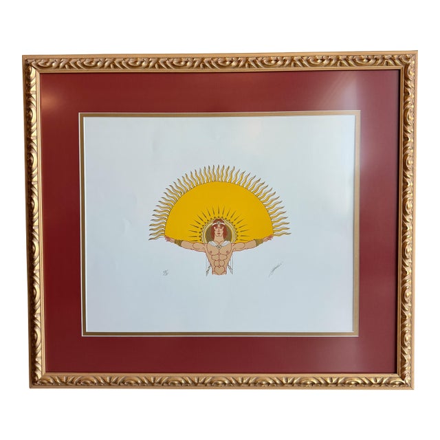 Signed Stephan "Sun" Limited Edition Serigraph 69/75 Art Deco Revival Silkscreen 1980s For Sale