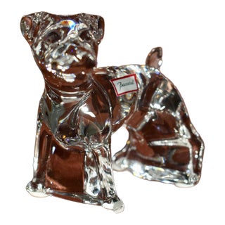 Vintage Baccarat Dog Crystal Figurine Paperweight For Sale