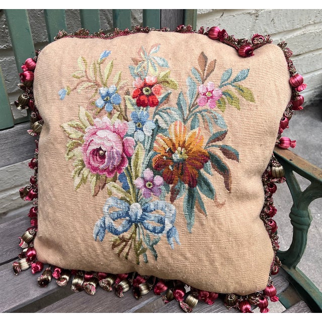 Enhance your home with this beautiful pair of decorative pillows upholstered in authentic Aubusson tapestry surrounded by...