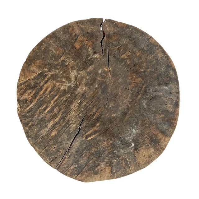 2020s Rustic Wood Hourglass Side Table For Sale - Image 5 of 8