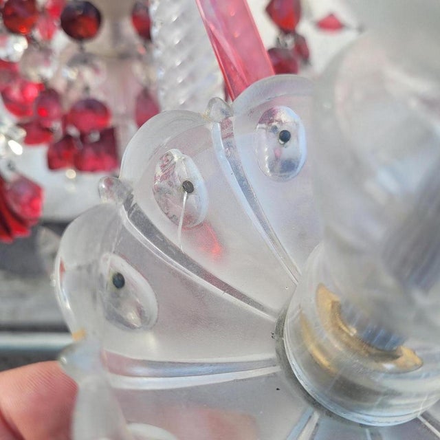 Ruby and Clear Bohemian Crystal Chandelier, 1900s For Sale - Image 18 of 18