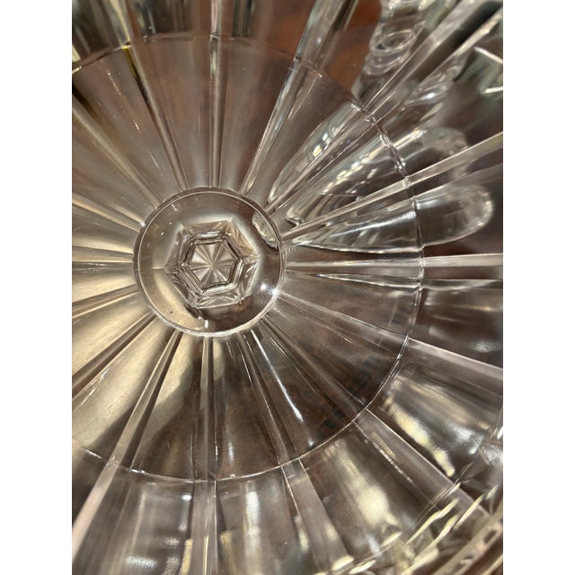 Glass Antique Americana Star Patterned Doyle & Co. Banded Prism Bar Covered Glass Compote For Sale - Image 7 of 9