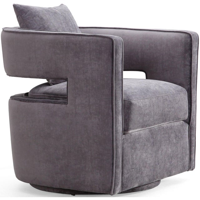 Kennedy Grey Velvet Swivel Chair For Sale - Image 4 of 10