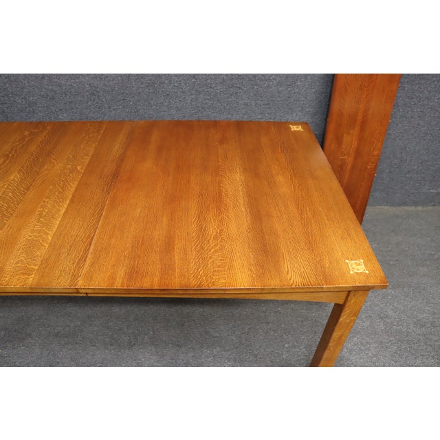 Stickley Harvey Ellis Mission Oak Extension Dining Table With Two Leaves For Sale - Image 12 of 13