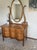 Art Nouveau Antique 19th Century Birdseye Maple Serpentine Vanity Dresser With Beveled Pivoting Mirror For Sale - Image 3 of 10