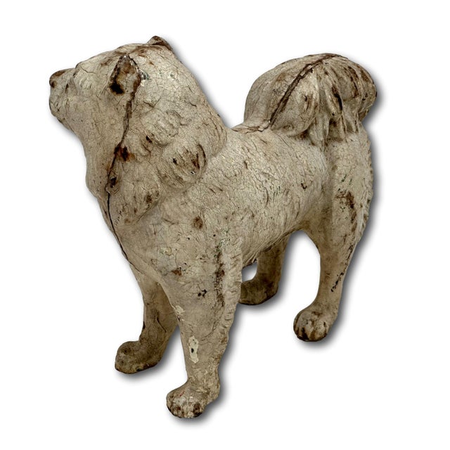 Metal Very Rare & Hard 2 Find Model Antique American Cast Iron Standing Chow Chow Dog Doorstop - Circa 1920s For Sale - Image 7 of 18