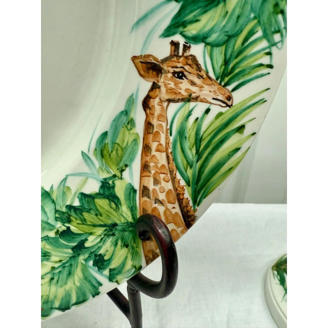 White Vintage Palm Beach Regency Oggetti Safari Decorative Plate and Candlestick Holder Set For Sale - Image 8 of 11