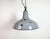 Industrial grey enamel factory pendant light made in united kingdom during the 1960s. White enamel inside the shade. Iron...
