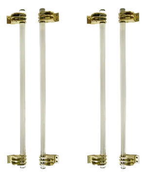 Large Art Deco Murano Glass and Brass Door Handles, 1930s, Set of 4