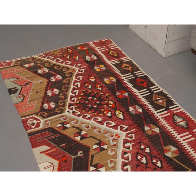 Red 1970s Vintage Handmade Wool Cotton Red Runner Rug For Sale - Image 8 of 11