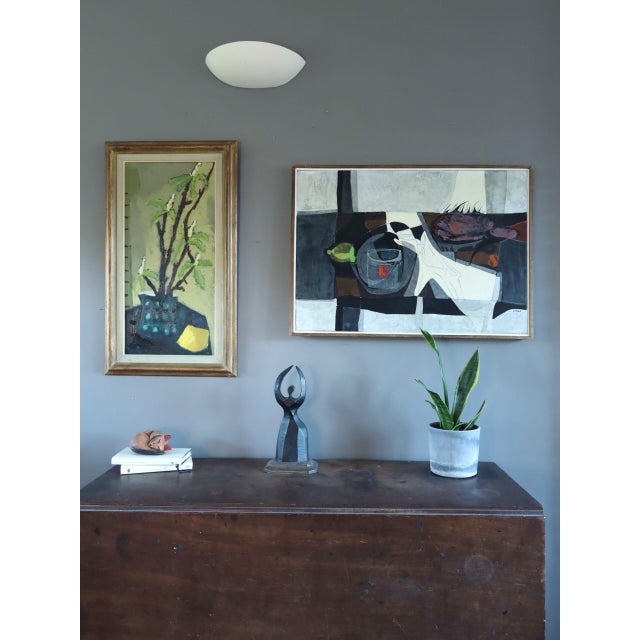 Mid-Century Modern Mid-Century Modern 'Lemon & Fish' Vintage Swedish Still Life Oil Painting, Framed For Sale - Image 3 of 11