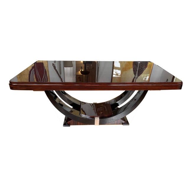 Art Deco Dining Table in Makassar Ebony and Black Lacquer with Gondola Base, 1930 For Sale - Image 18 of 18