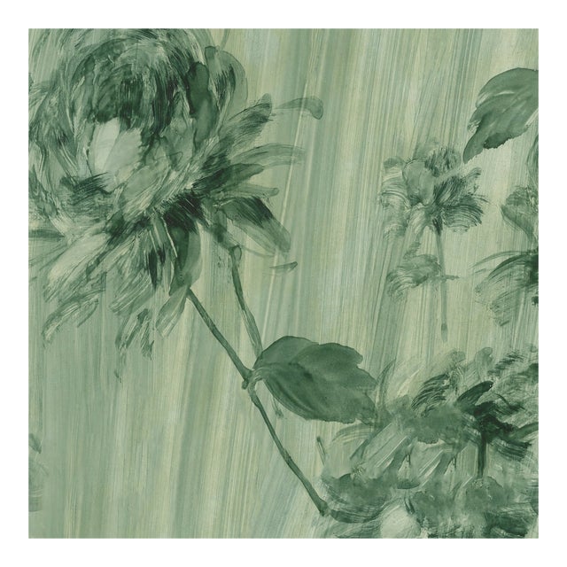 Soicher Marin French Floral Wallpaper in Green - 3 Panels | Chairish