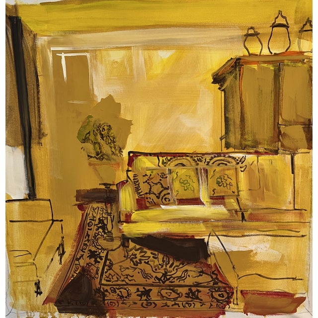 Textile Yellow Abstract Painting "Goldenrod” by Artist Shann Spishak For Sale - Image 7 of 7