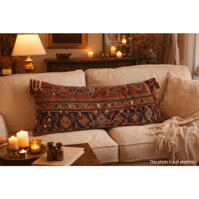 Contemporary Authentic Tribal Sofa Lumbar Rug Cushion Pillow Cover -16'' X 38'' For Sale - Image 3 of 11