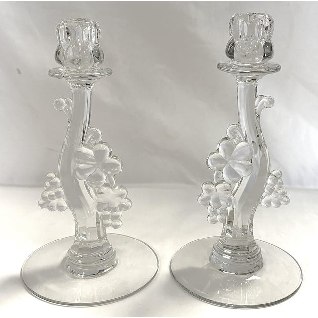 1940's Heisey Glass Grape Cluster Candlesticks- A Pair For Sale - Image 9 of 13