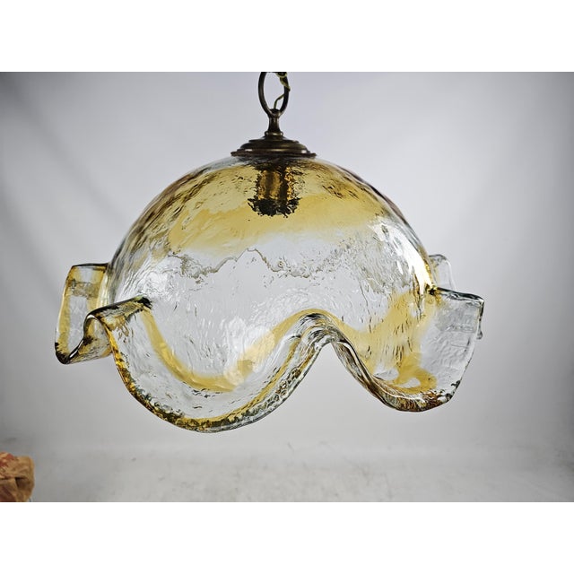 Italian Yellow Glass Pendant Lamp, 1970s For Sale - Image 4 of 7
