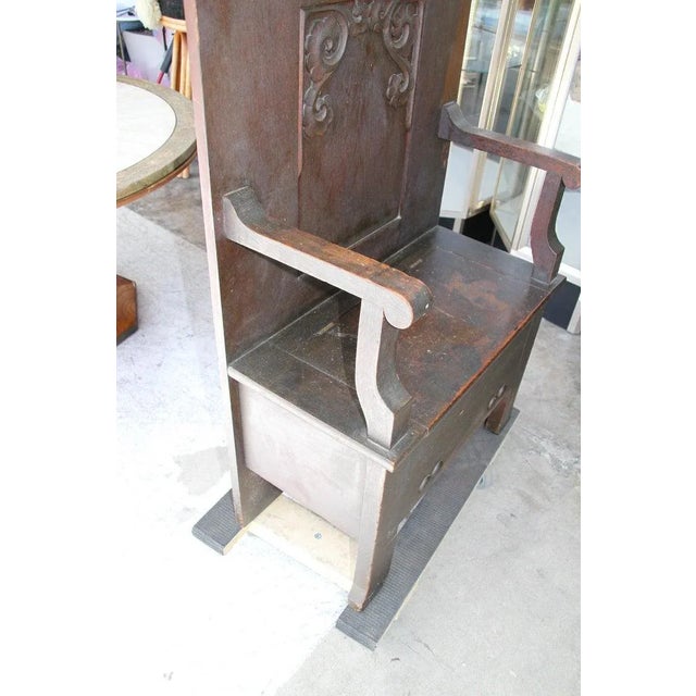 Wood Late 19th Century American Antique Oak Hall Tree With Storage Bench For Sale - Image 7 of 9