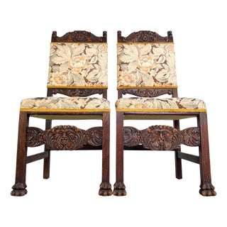 Set of Neo-Baroque Chairs in Wood Carving For Sale